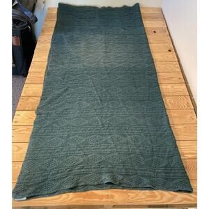 Vintage Faribo Faribault Woolen Mills Knit Throw Blanket Size 60x56 Green
